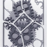 Media: layered and glued laser cut card stock.